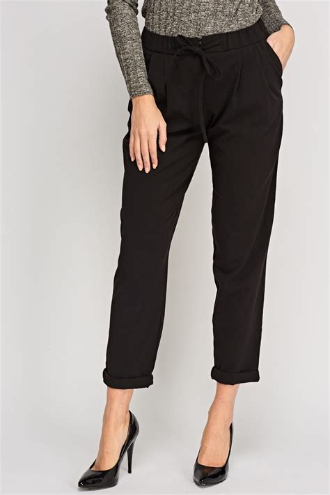 Straight Leg Black Cropped Trousers Just 7