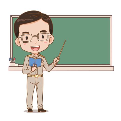 Ilustraci N De Dibujos Animados De Profesor Tailand S Sosteniendo Un Palo Delante De La Pizarra