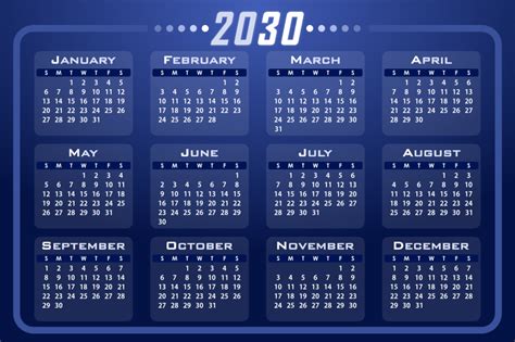 Calendar 2030 Openclipart