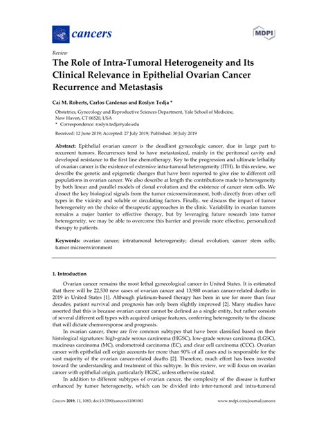 Pdf The Role Of Intra Tumoral Heterogeneity And Its Clinical