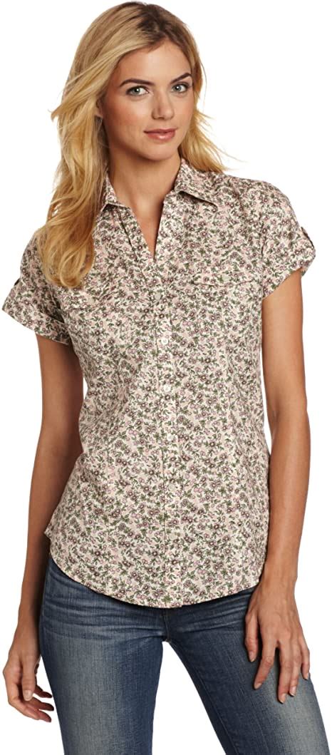 Carhartt Womens Short Sleeve Printed Camp Shirt Peony