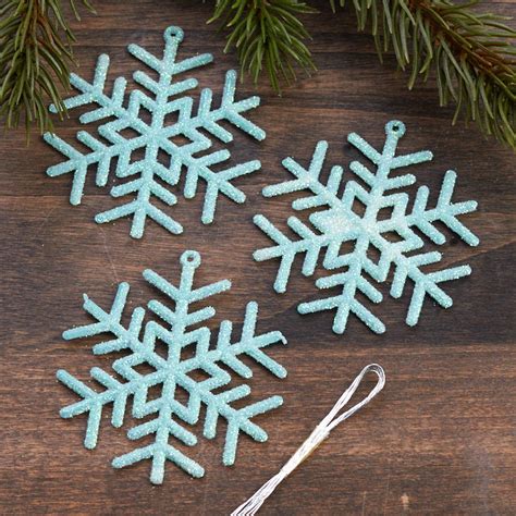 Miniature Glittered Blue Snowflake Ornaments Christmas Ornaments