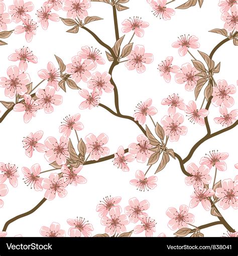 Cherry Blossom Background Seamless Flowers Pattern