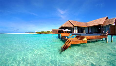 해변 경치 Maldives Luxury Resorts Water Bungalow Maldives Bungalow