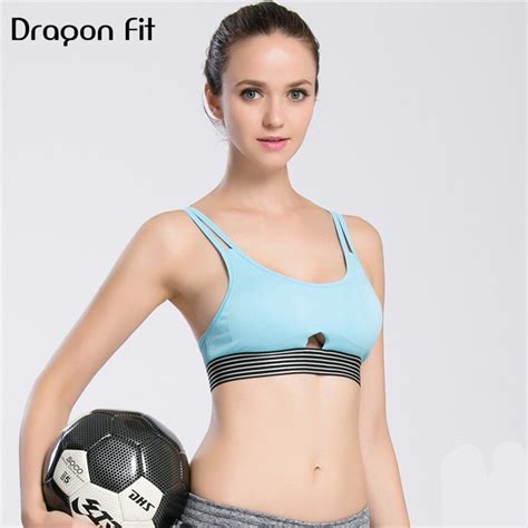 Dragon Fit Stripe Patchwork Hollow Out Breathable Yoga Bra Women Running Quick Drying Elastic