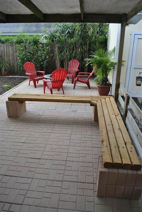 This is another garden bench which is meant as an idea only. Furniture L Shaped Cream Cinder Block Bench With Soft ...