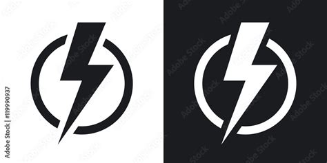 Lightning Bolt Icon Vector Two Tone Version On Black And White