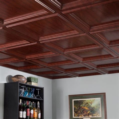 Both sizes of ceiling tiles use the same wall angles, main and cross tees to offer support. Coffer 2 ft. x 2 ft. Drop-In Ceiling Tile in Cherry in ...