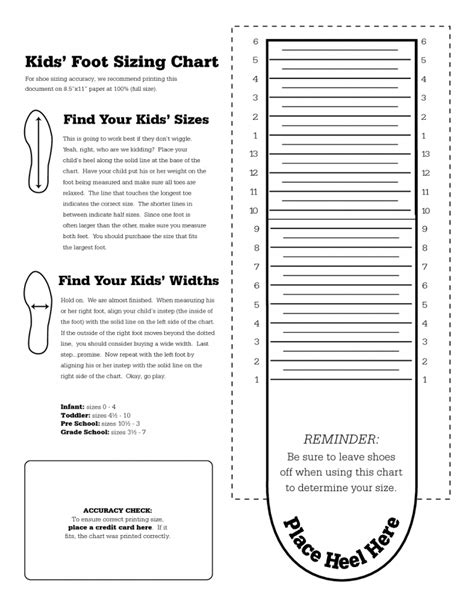 Printable Shoe Size Chart Activity Shelter Toddler Shoe Size Chart
