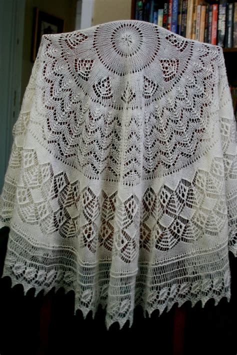 Hand Knitted Circular Pi Shawl In Traditional Shetland Lace 20000