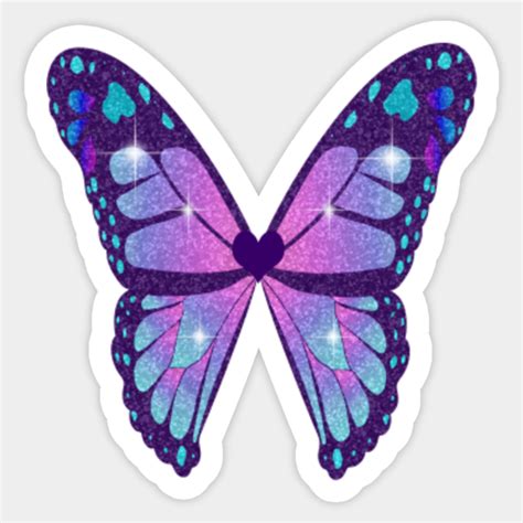 Glitter Wings Back Print Butterfly Sticker Teepublic