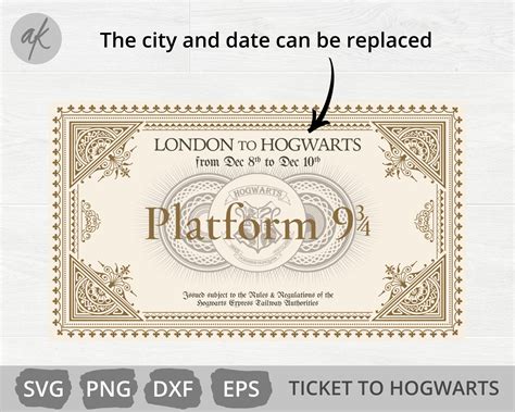 Hogwarts Express Ticket Svg Harry Potter Svg Ticket Etsy