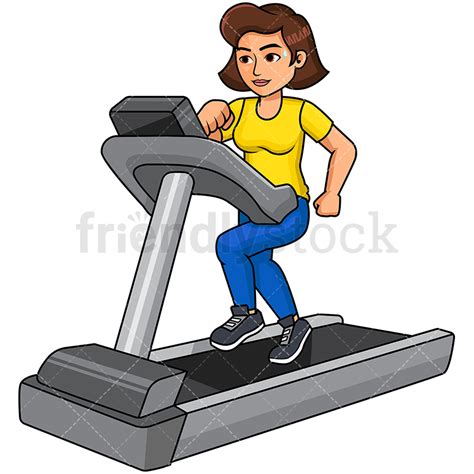 Woman Exercising Treadmill Cartoon Vector Clipart