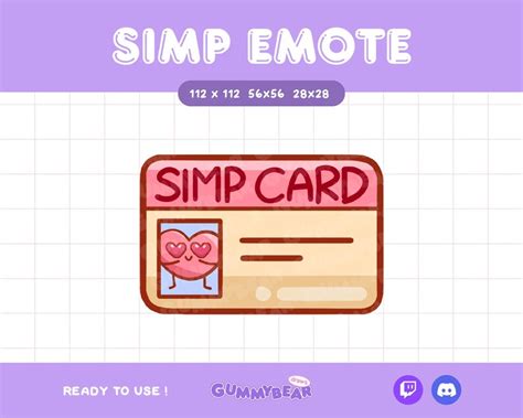 Simp Card Emote Twitch Discord For Streamer Etsy