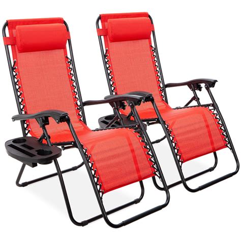2 Zero Gravity Reclining Chairs Folding Garden Lounge Outdoor Beach Lawn Wtrays Patio Chairs