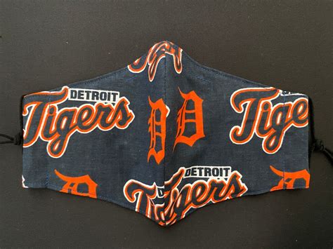 Detroit Tigers Mlb Tessuto Face Mask Cotone W Filter Etsy