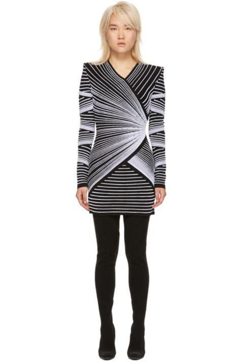 Balmain Black And White Optic Illusion Dress Optical Illusion Dress
