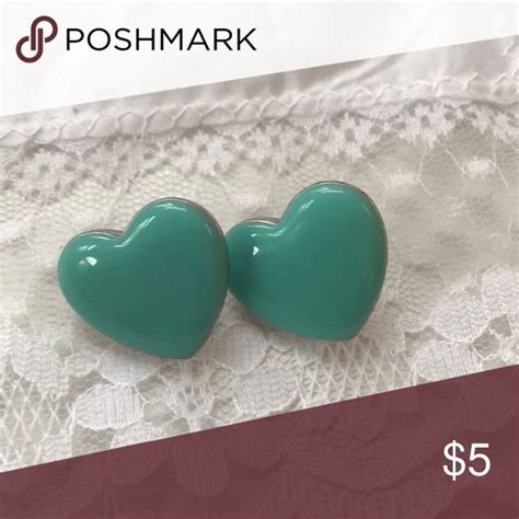 Mint Green Heart Studs Mint Green Stud Earrings Heart Studs Mint Green