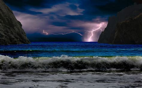 Download Sea Photography Lightning Hd Wallpaper