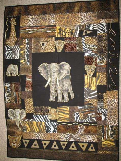 Out Of Africa Quilt African Quilts Elephant Quilt Animal Quilts