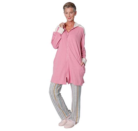 Tscca Cuddl Duds Comfortwear Hooded Zip Up Robe