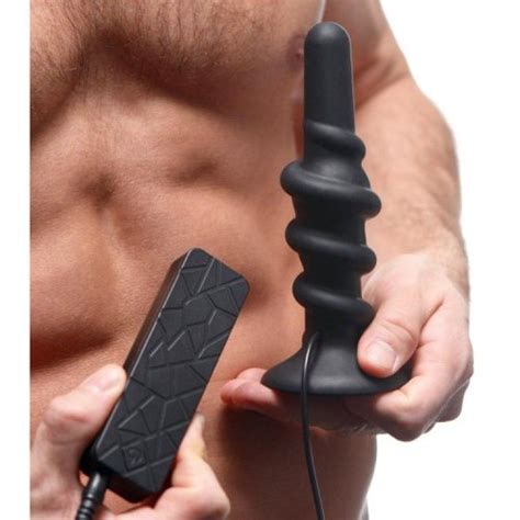 Coiled Silicone Swirl Vibrating Anal Plug With Remote Black Sex Toys Adult Novelties