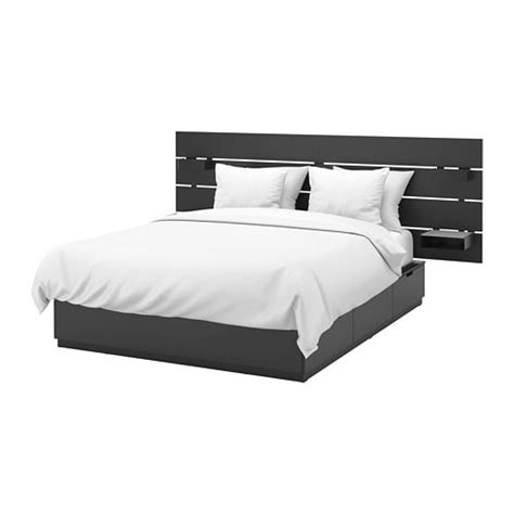 Nordli Anthracite Bed W Storage And Headboard 140x200 Cm Ikea