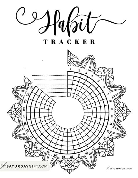 Undated Mandala Habit Tracker Monthly Printable Pdf Routine Printable