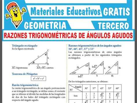 Razones Trigonométricas De Ángulos Agudos Para Tercer Grado Free Nude