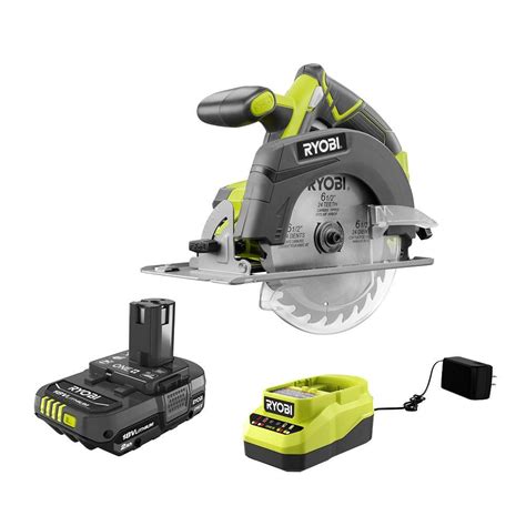 Ryobi One 18v Cordless 6 1 2 In Circular Saw With 2 0 Ah Battery And