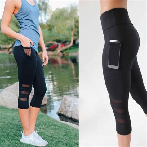 womens exercise leggings with phone pocket