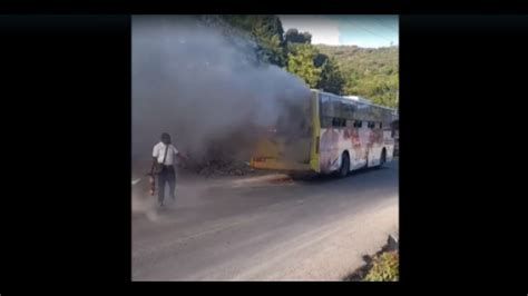 Jutc Bus Destroyed By Fire Rjr News Jamaican News Online