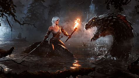 Hd Wallpaper The Witcher Ciri Water Nature Adult Women Arts Culture And Entertainment