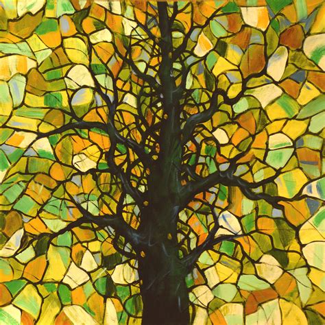 Original Abstract Tree Landscape Painting Stained Glass Tree 3