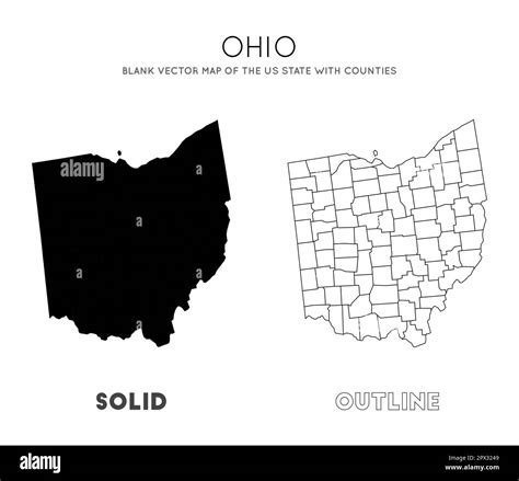 Ohio Map Blank Vector Map Of The Us State With Counties Borders Of