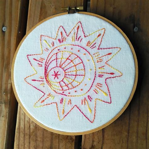 Sun Embroidery Design Sun Embroidery Sun Pdf Pattern Sun Etsy