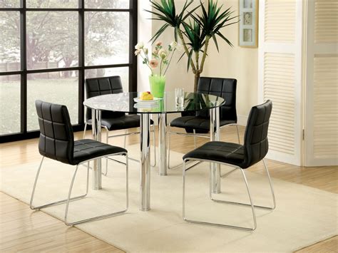 Adalia Round Glass Chrome Dining Table Set 45 Round Glass Table