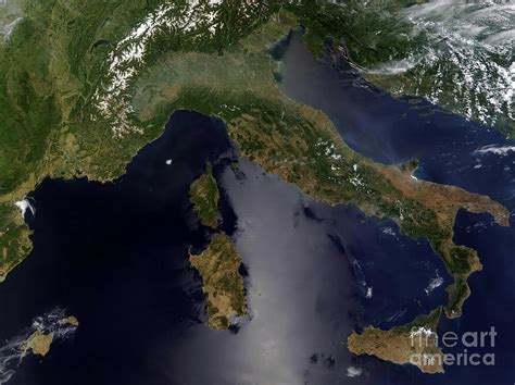 Satellite View Of Italy And Southeast Photograph By Stocktrek Images