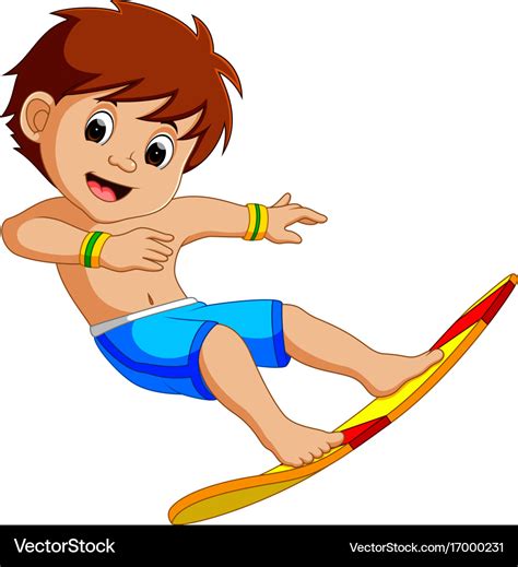 Cartoon Surfer Boy Royalty Free Vector Image Vectorstock