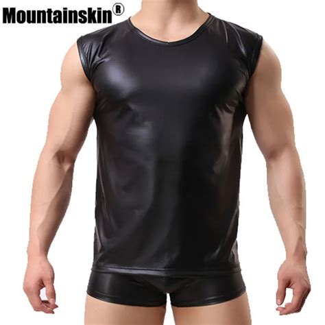 Aliexpress Com Buy Mountainskin Imitation Leather Vest Men S Tops