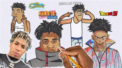 Draw Nle Choppa In 4 Different Styles Youtube