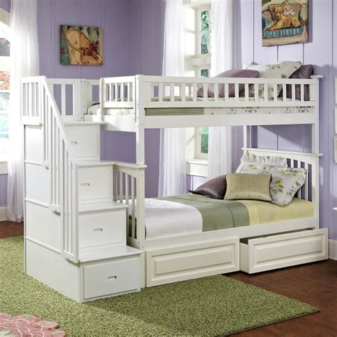 Walker edison solid wood twin over twin bunk bed with optional trundle. Shop Atlantic Furniture Columbia White Twin Over Twin Bunk Bed at Lowes.com