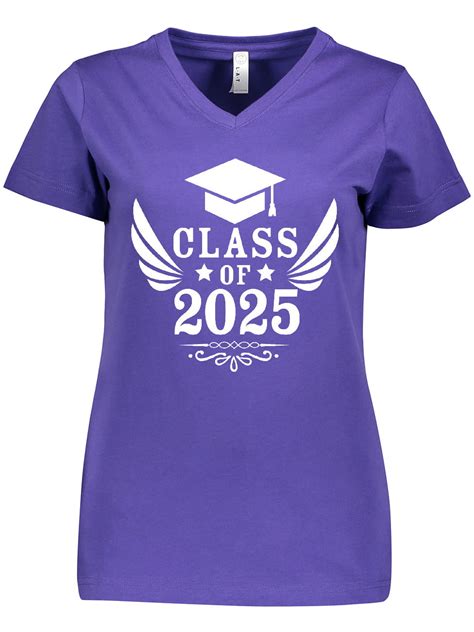 Inktastic Class Of 2025 With Graduation Cap And Wings Womens V Neck T