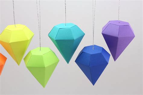 Diy Paper Ornaments Paper Diamonds Neon Bright Rainbow Etsy
