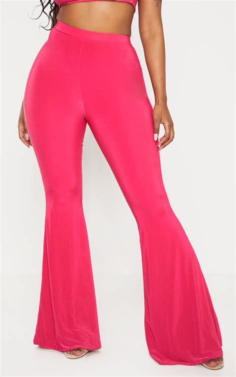 shape hot pink slinky flared pants prettylittlething aus