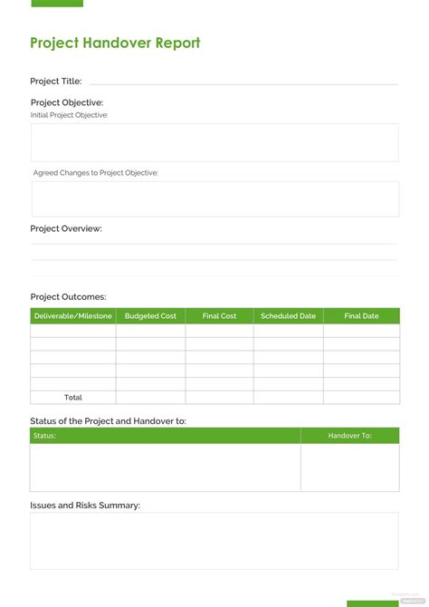 This article focuses on project handover of large scale, complex industrial projects to operations teams. Project Handover Report Template in Microsoft Word ...