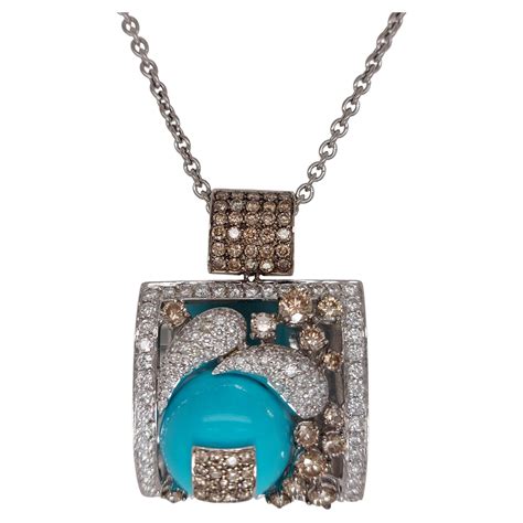 A Stunning White Gold Turquoise And Diamond Necklace For Sale At 1stDibs