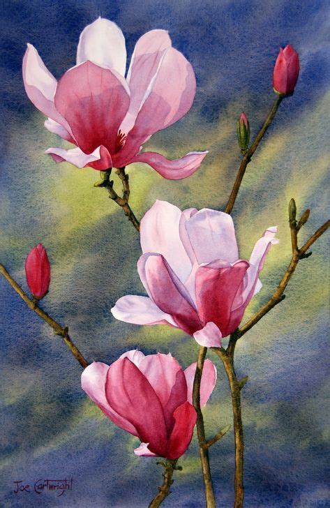 Un Día Cada Día — Joe Cartwright Magnolias Dark Background Watercolor