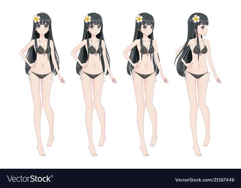 Beautiful Anime Manga Girl In Bikini Royalty Free Vector
