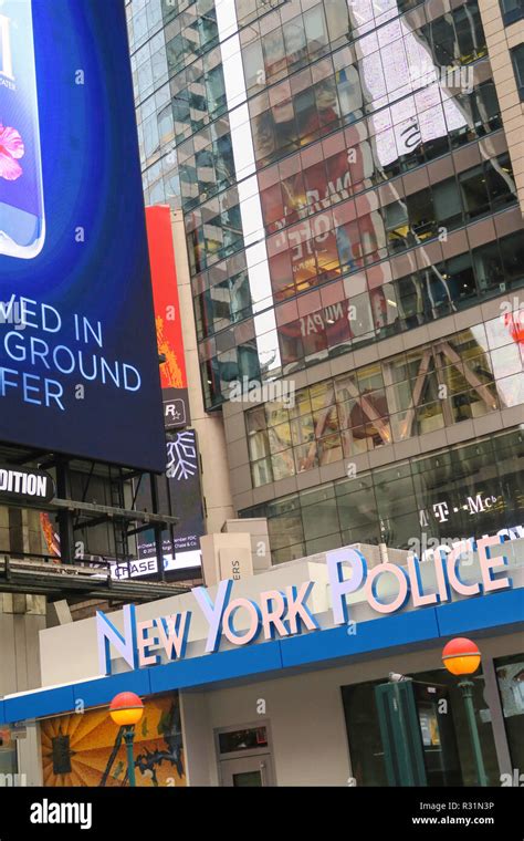New York Police Department In Times Square Midtown Manhattan New York